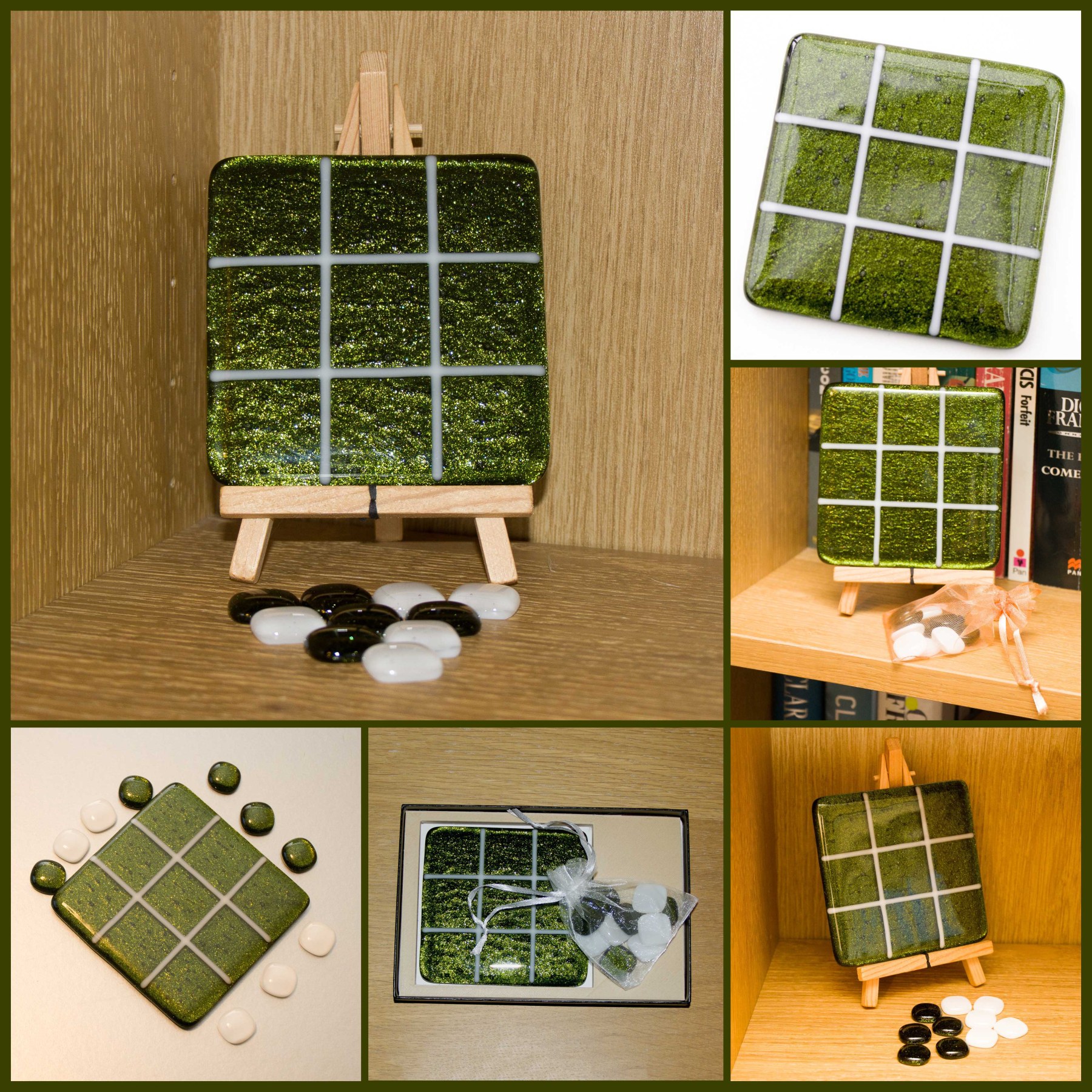 Green & White Noughts & Crosses Game